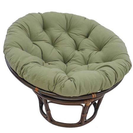 International Caravan 42 in. Rattan Papasan Chair with Solid Twill Cushion, Sage 3312-TW-SG